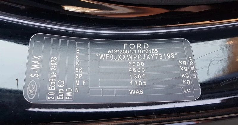 Ford S-Max cena 81399 przebieg: 196716, rok produkcji 2019 z Wieruszów małe 742